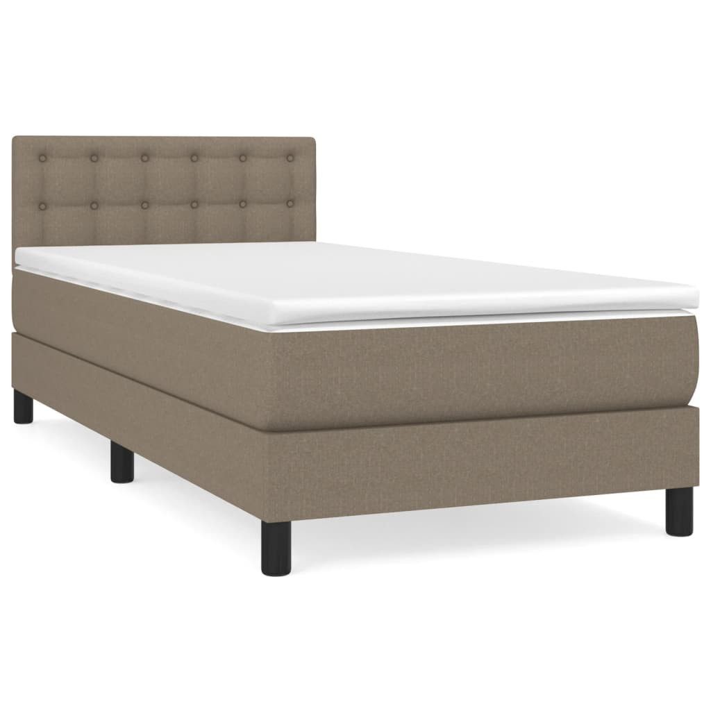 vidaXL Boxspringbett, Boxbett mit Matratze Taupe 90x200 cm Stoff