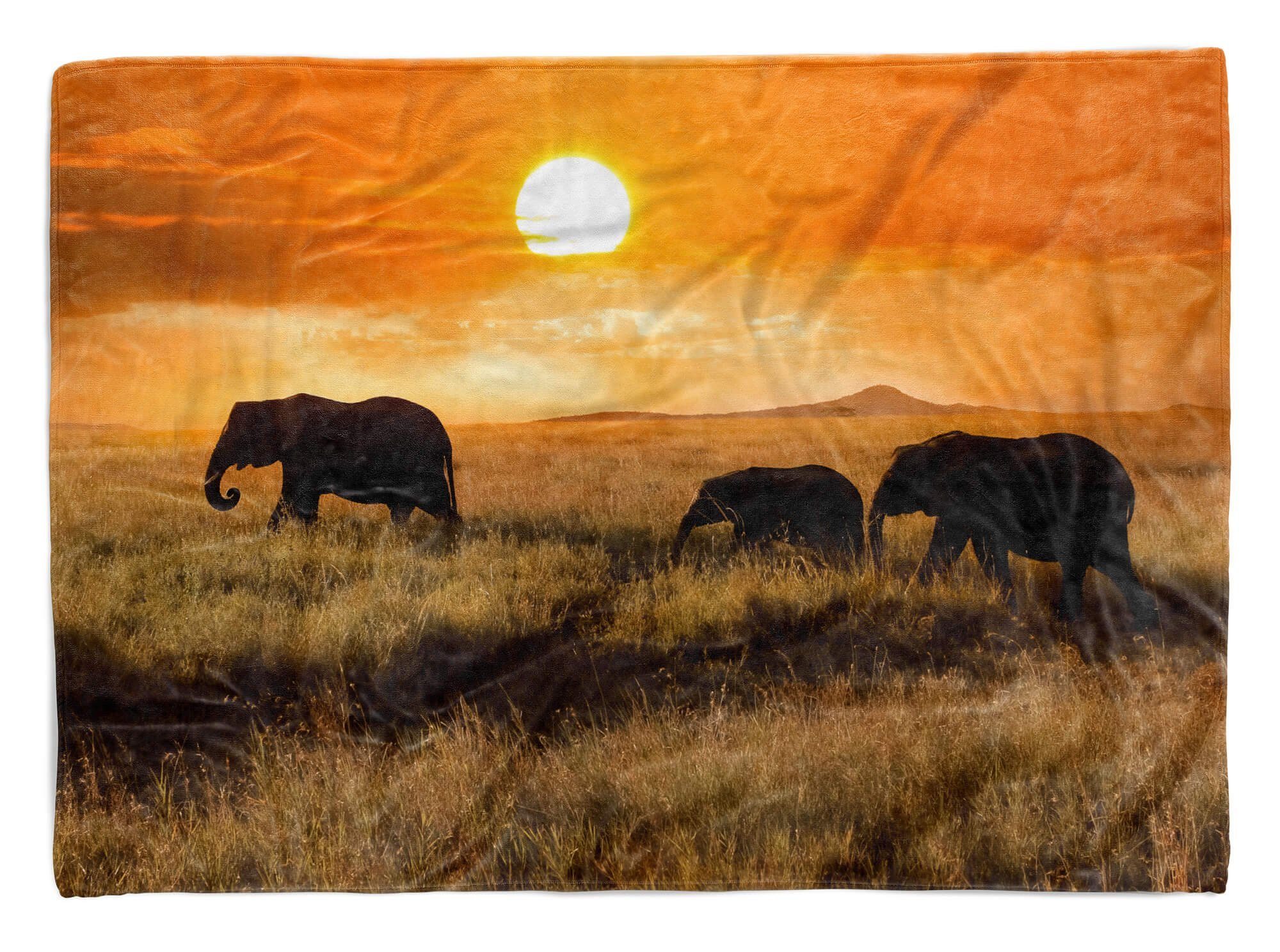 Handtuch Tiermotiv Baumwolle-Polyester-Mix Handtücher Strandhandtuch (1-St), S, Kuscheldecke mit Afrika Saunatuch Art Handtuch Sinus Elefanten