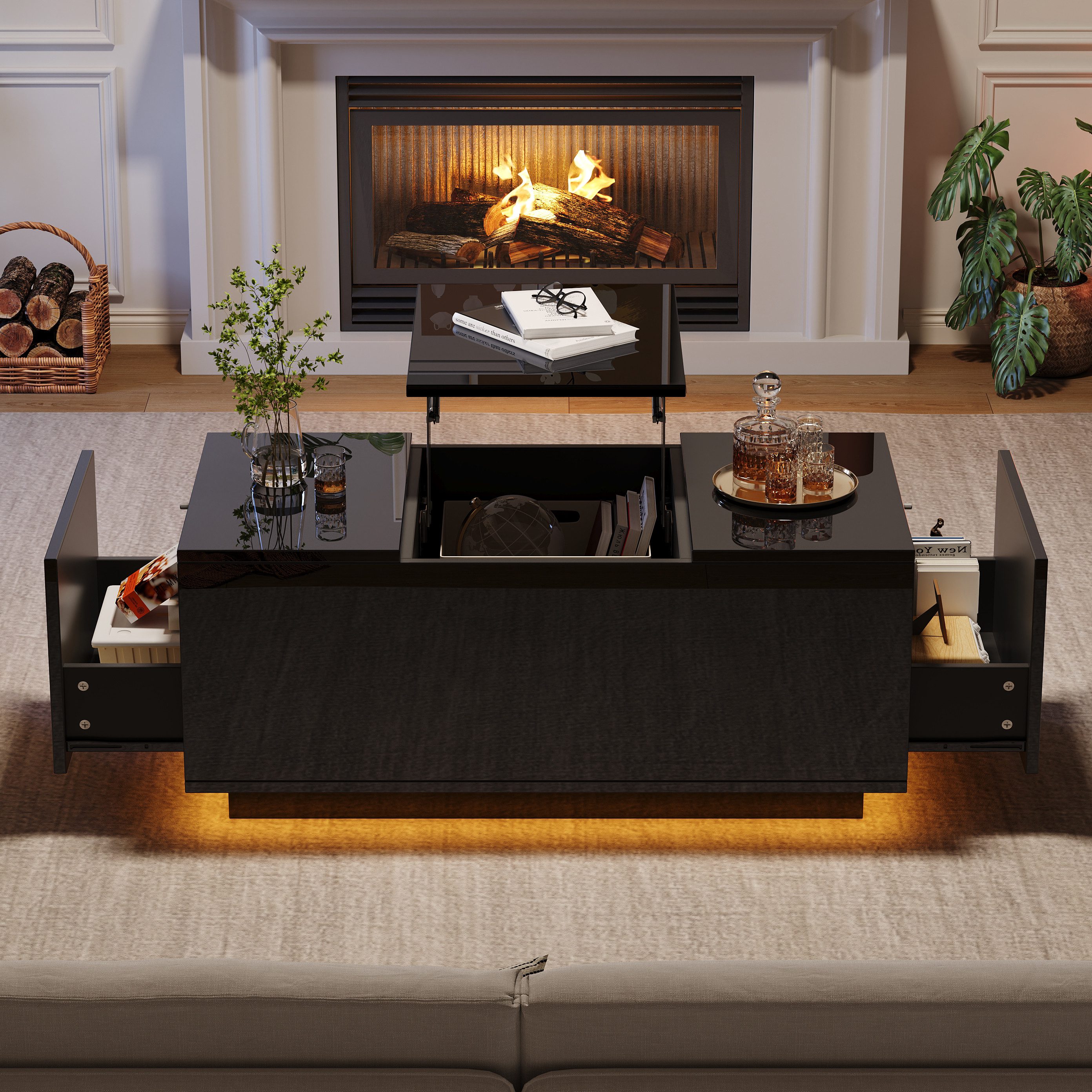 Merax Couchtisch hochglanz Lift-Top Sofatisch mit Hebeplatte (Kaffeetisch W günstig online kaufen