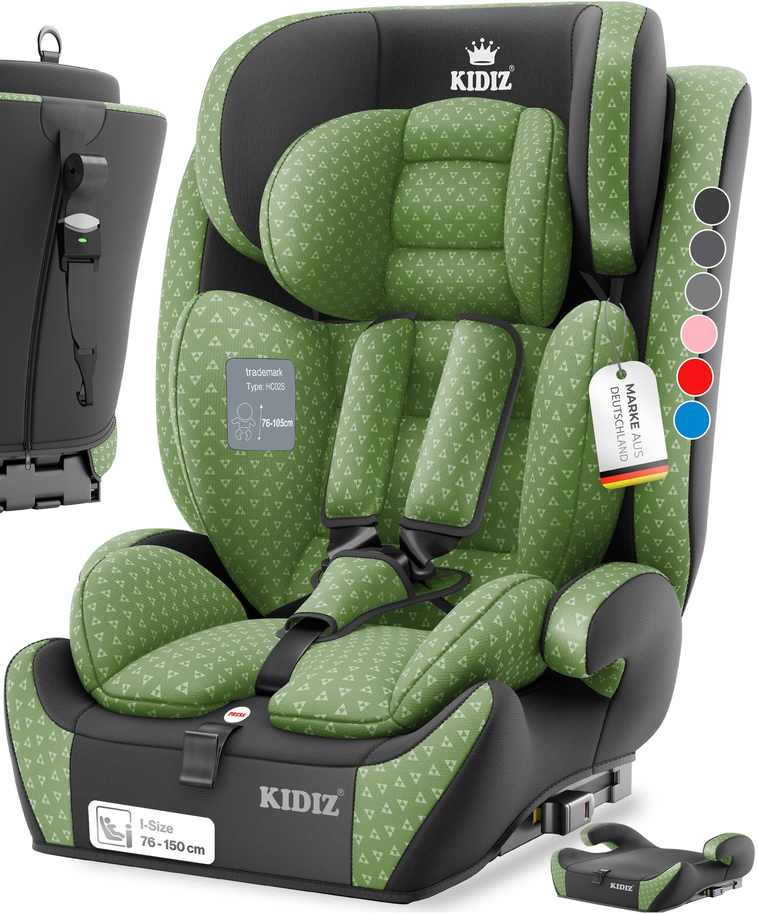 KIDIZ Autokindersitz, Kinderautositz Isofix 1-12 Jahre, Mitwachsend, Gruppe 1+2+3, 9-36 kg