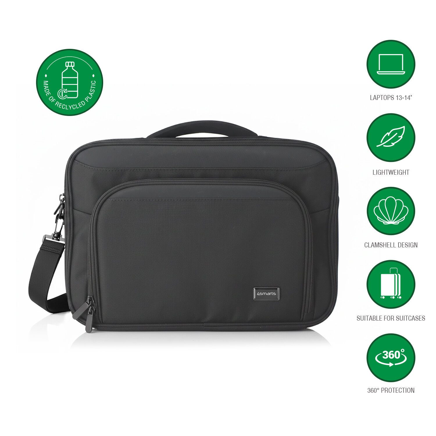 Laptoptasche 4smarts Laptop-Tasche Target Eco Clamshell 13–14”