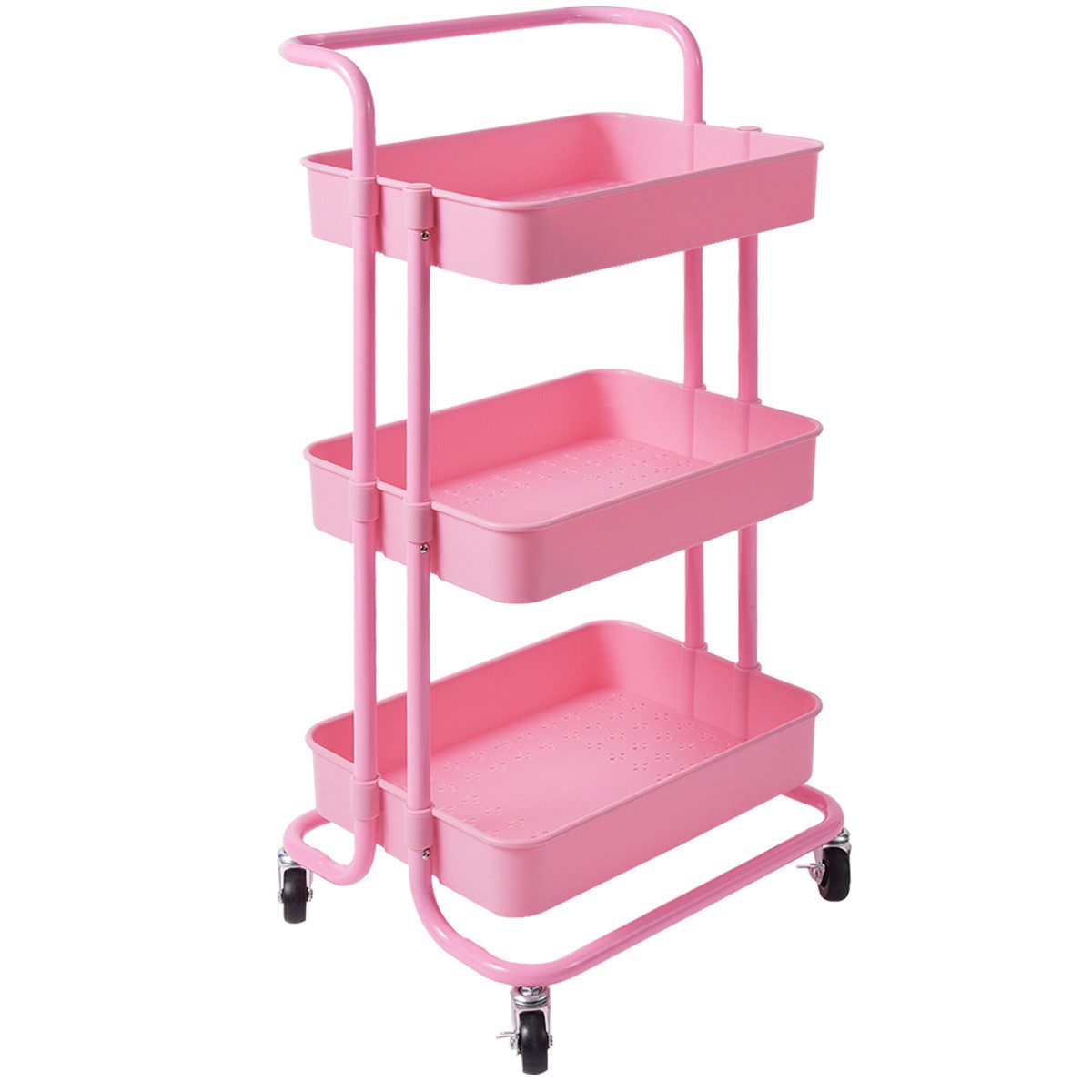 COSTWAY Servierwagen, Küchenwagen mit Rollen, 3 Regale, Metallrahmen günstig online kaufen