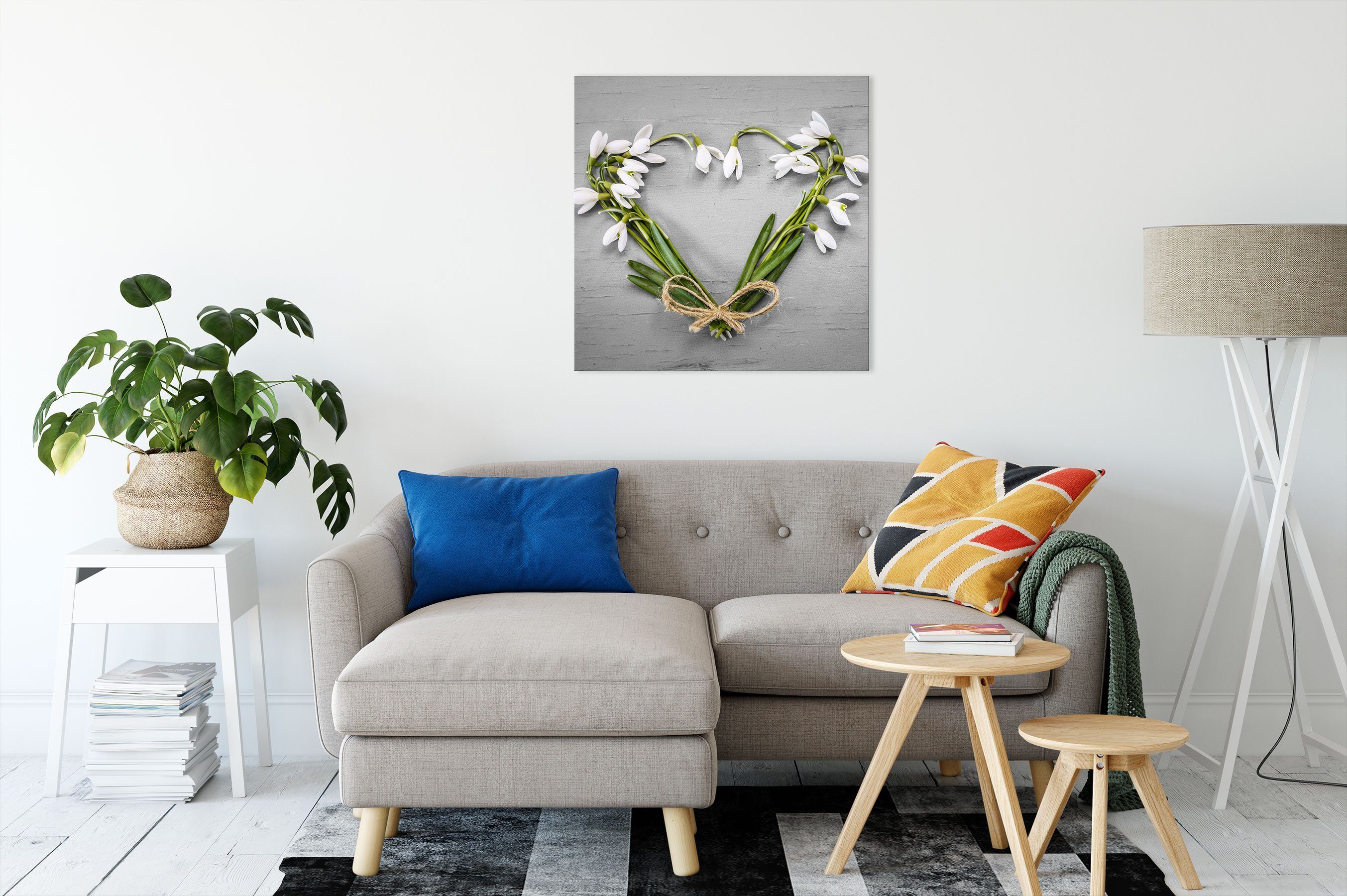 Herz inkl. Leinwandbild Blumen, aus Zackenaufhänger St), bespannt, fertig Leinwandbild Pixxprint Blumen Herz (1 aus