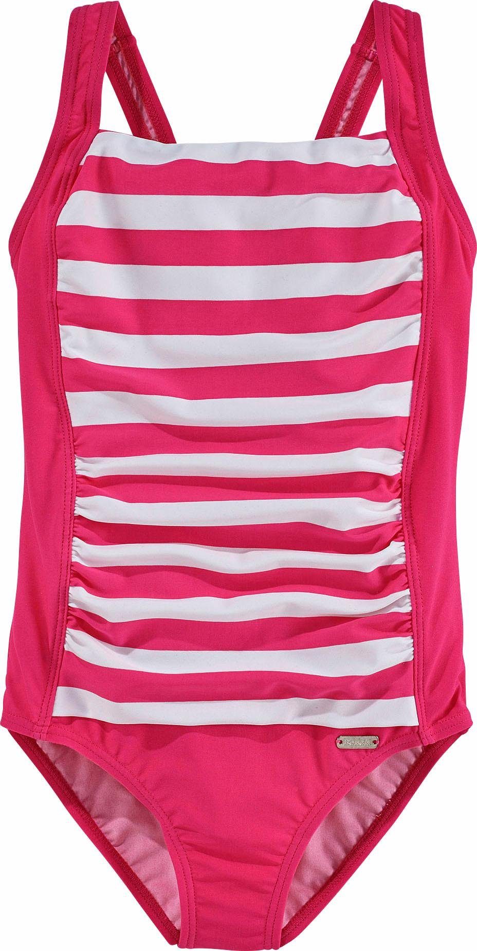 Bench. Badeanzug mit trendigen Streifen pink-weiß | Badeanzüge