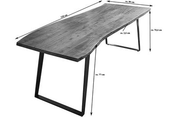 SAM® Baumkantentisch Bocas (1 Tisch und 1 Gestell), Akazienholz, naturfarben, Baumkante, Metallgestell U-Form
