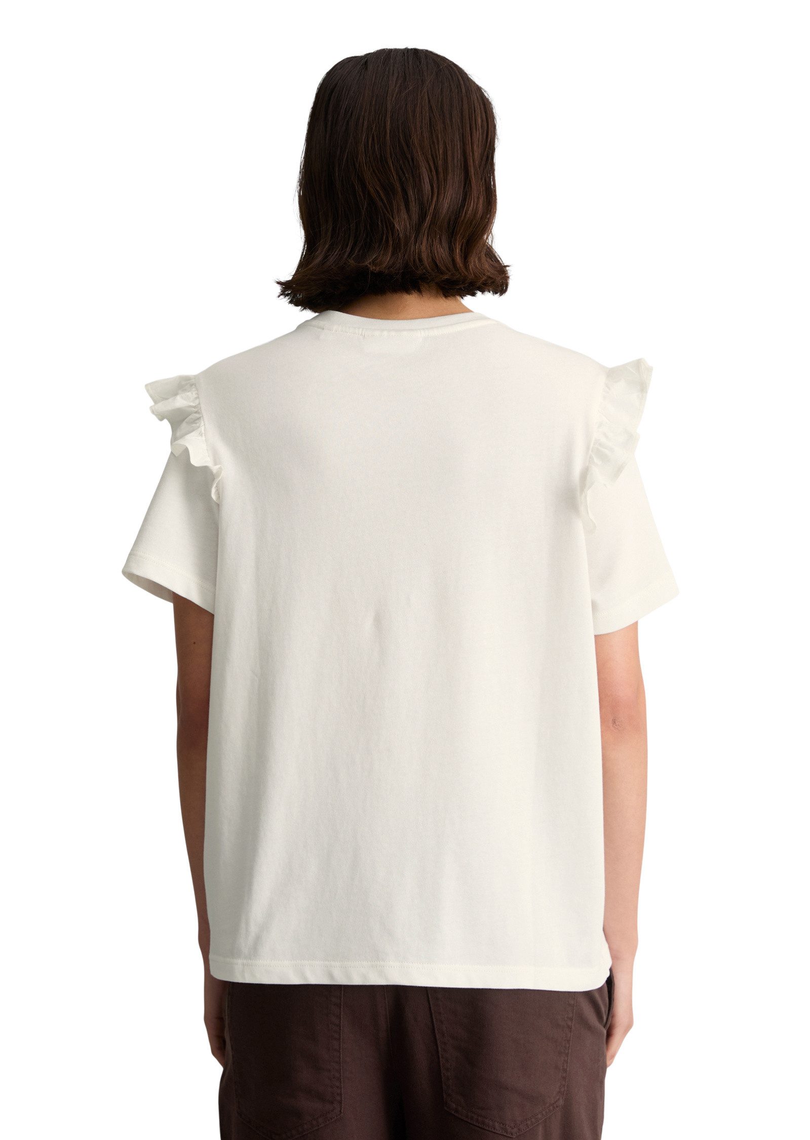 Marc O'Polo DENIM T-Shirt mit Popline-Rüschen am Arm