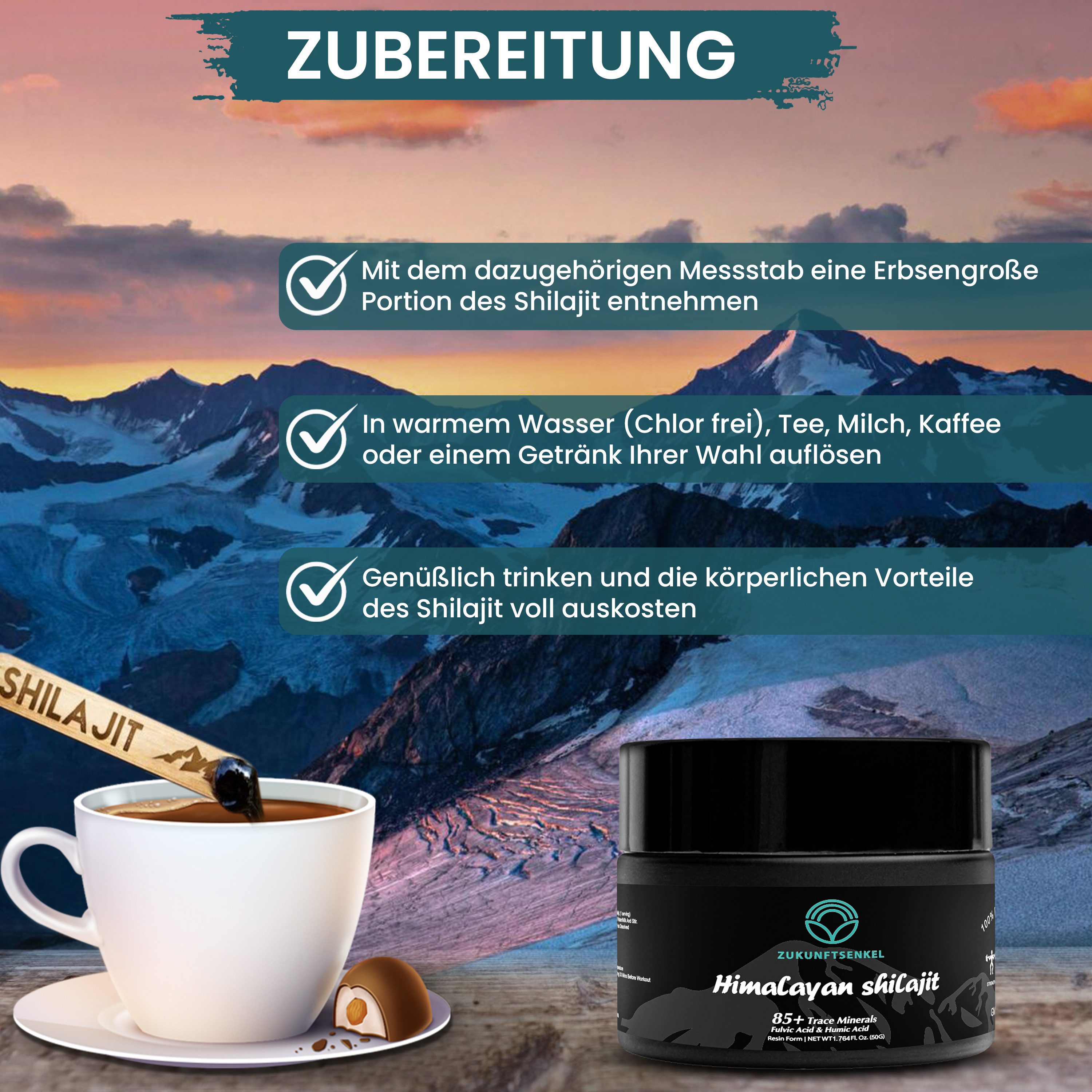 ZUKUNFTSENKEL Shilajit Himalaya 50g Harz, Mumijo Resin à 1,00 St., 30 g, Vegan, 85+ Minerale