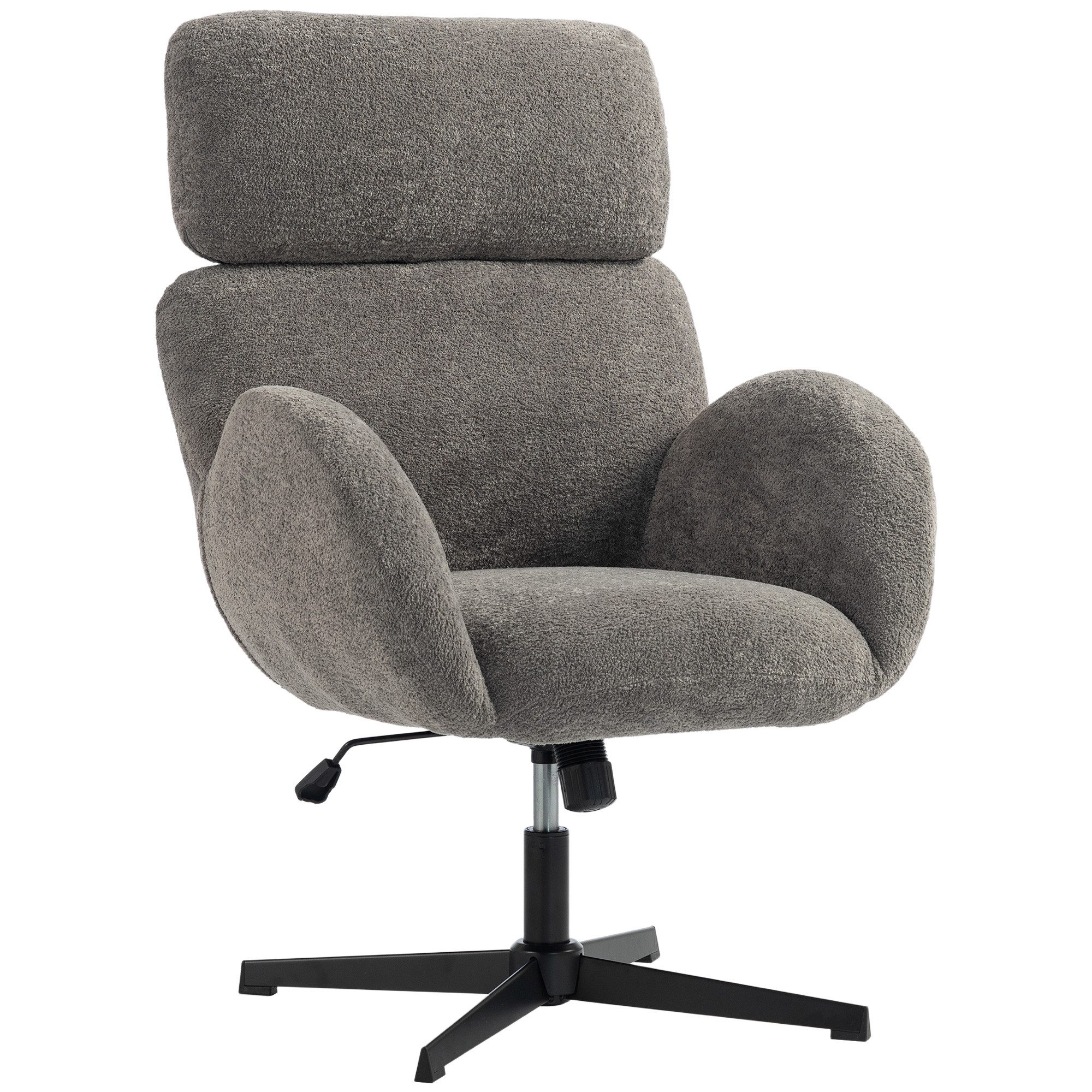 HOMCOM Bürostuhl Schreibtischstuhl Homeoffice Stuhl mit Samtoptik, höhenverstellbar (Drehstuhl, 1 St), für Schlafzimmer, Arbeitszimmer, Grau