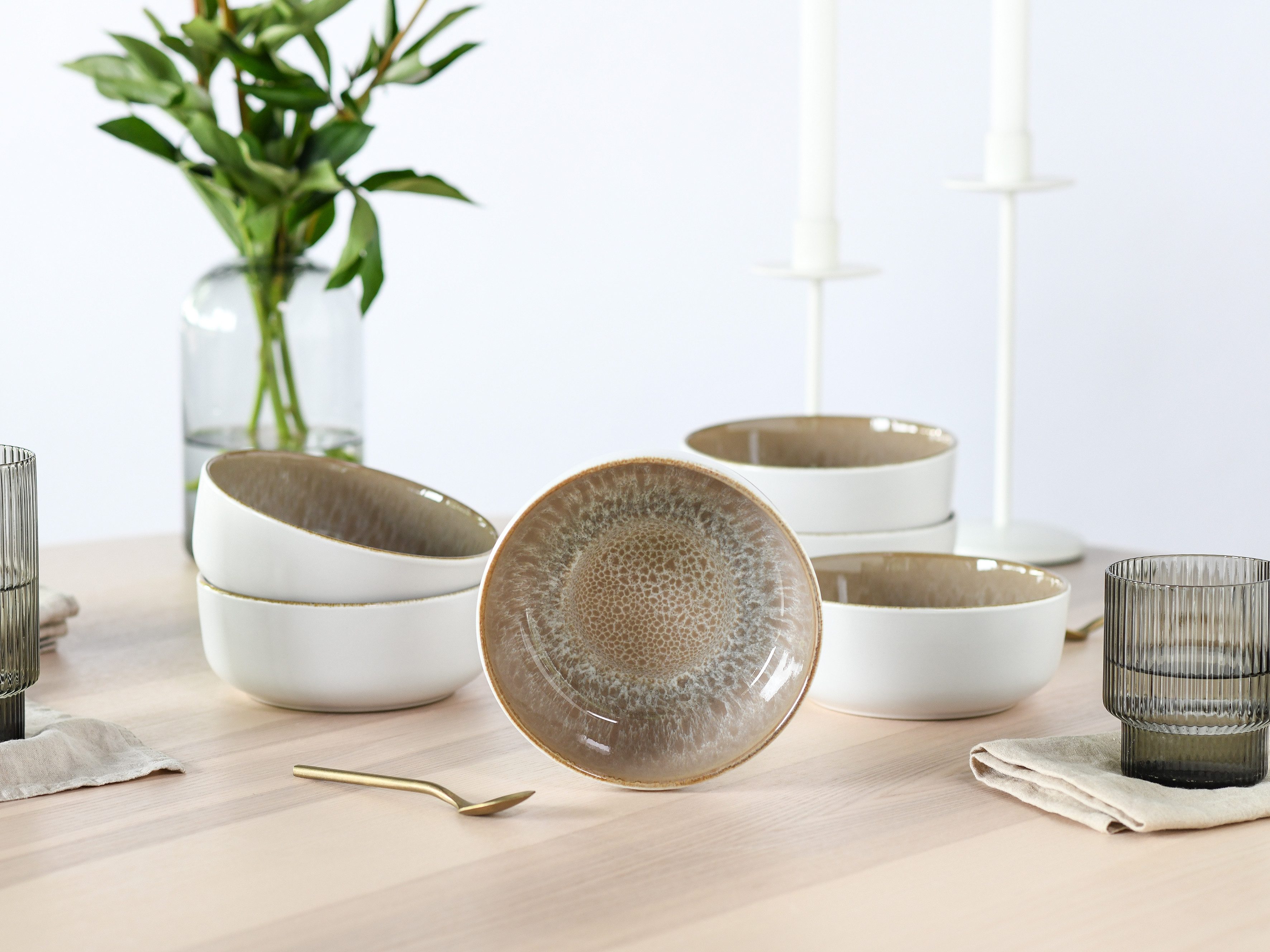 OTTO home Müslischale modernes Schüssel-Set Novalee, Geschirr-Set, Bowl, Steinzeug, (Set, 6-tlg), hohe Haltbarkeit, spülmaschinen- & mikrowellengeeignet, Reaktivglasur