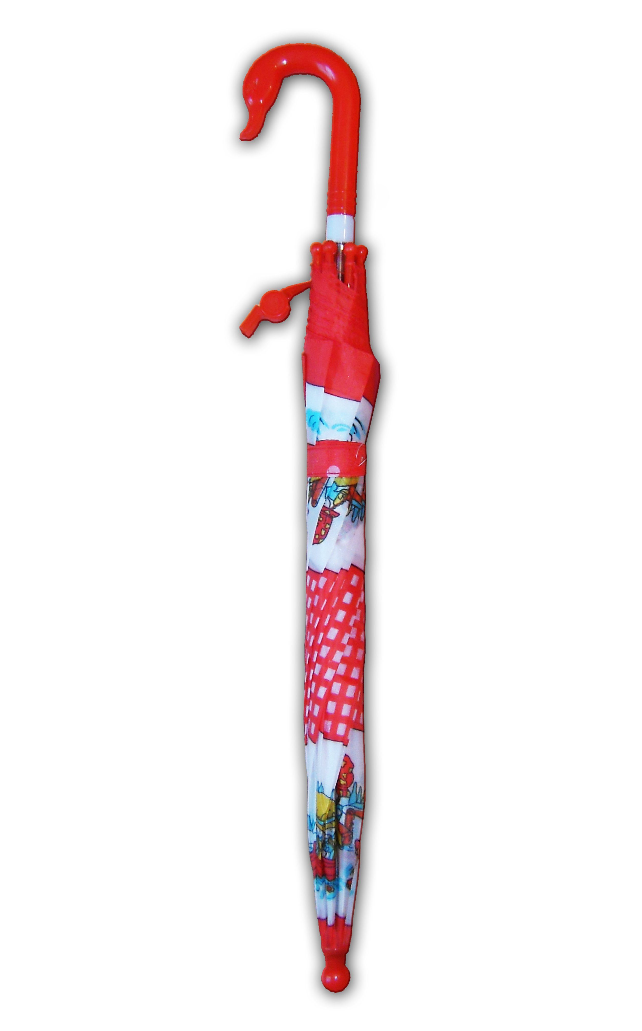Stockregenschirm Automatik KINDERSCHIRM Ø80cm Pfeife 61cm Regenschirm Schirm 3463 (Rot)