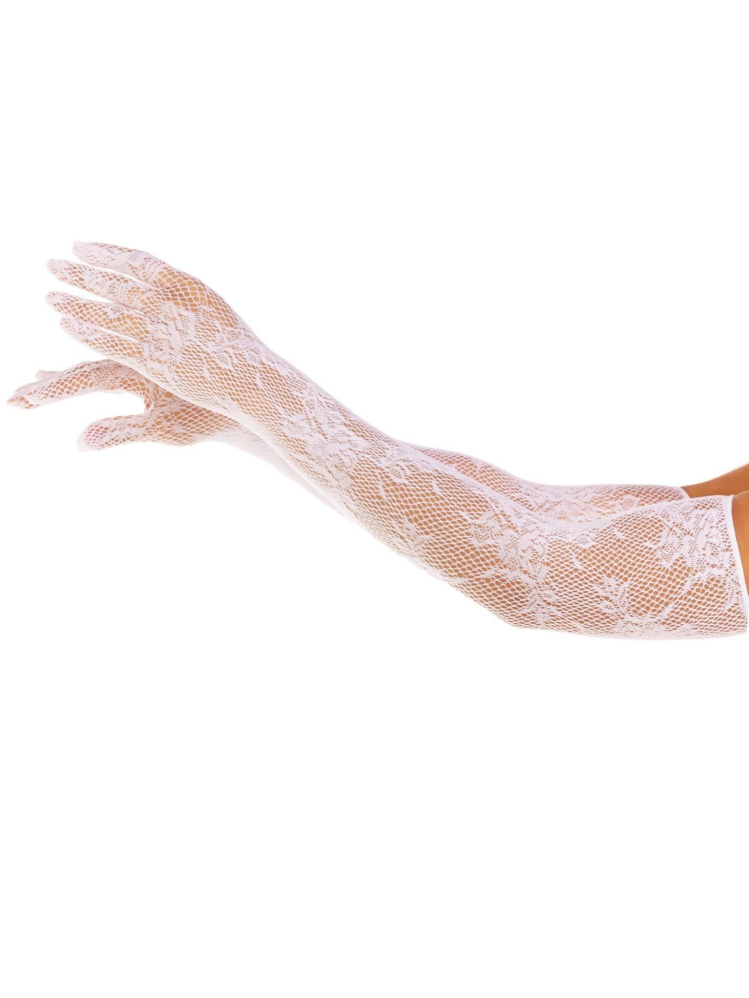 Leg Avenue Abendhandschuhe Lange Handschuhe aus geblümtem Netzstoff - weiß günstig online kaufen