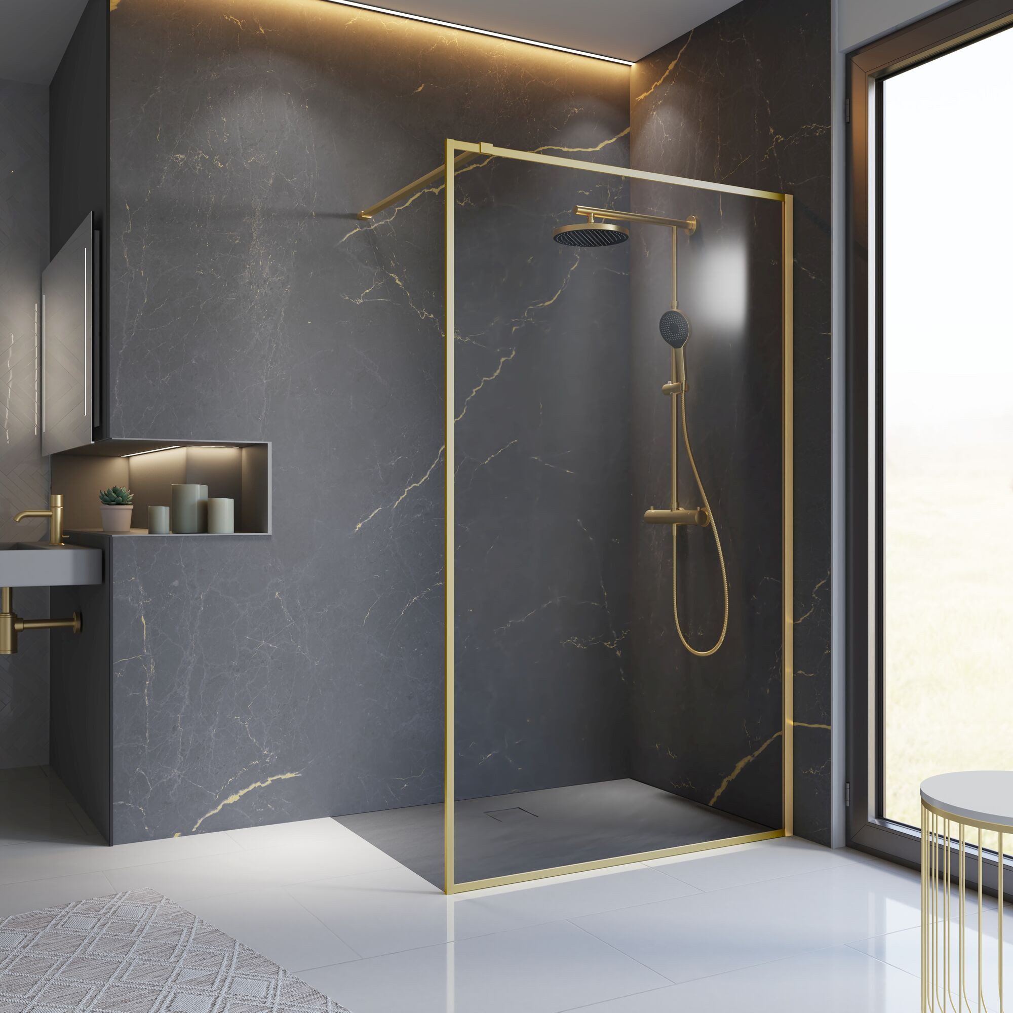 Schulte Walk-in-Dusche Trend 2.0, vollgerahmte Glaswand günstig online kaufen