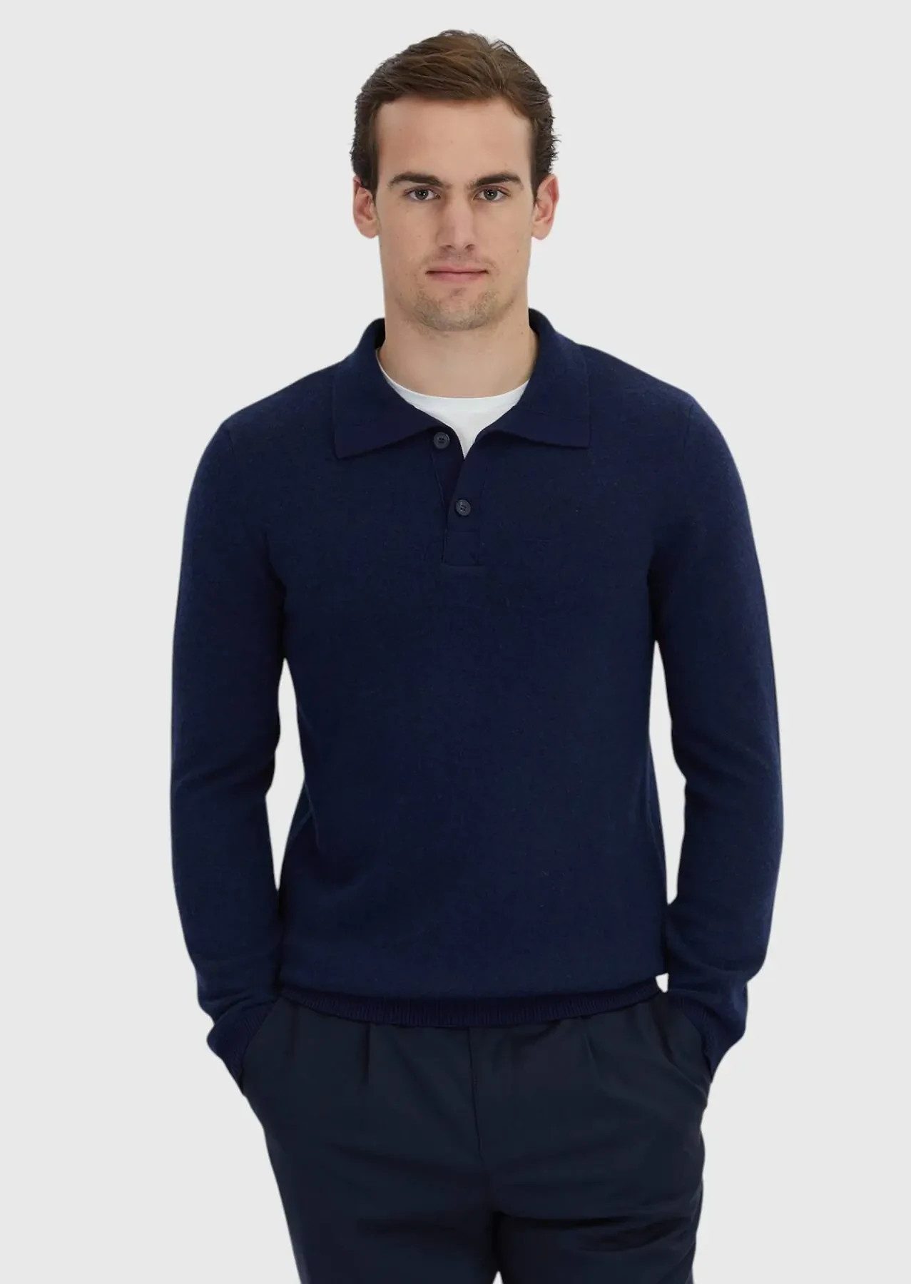 RAMSEY Longpullover Marineblaues Strick-Sweatshirt