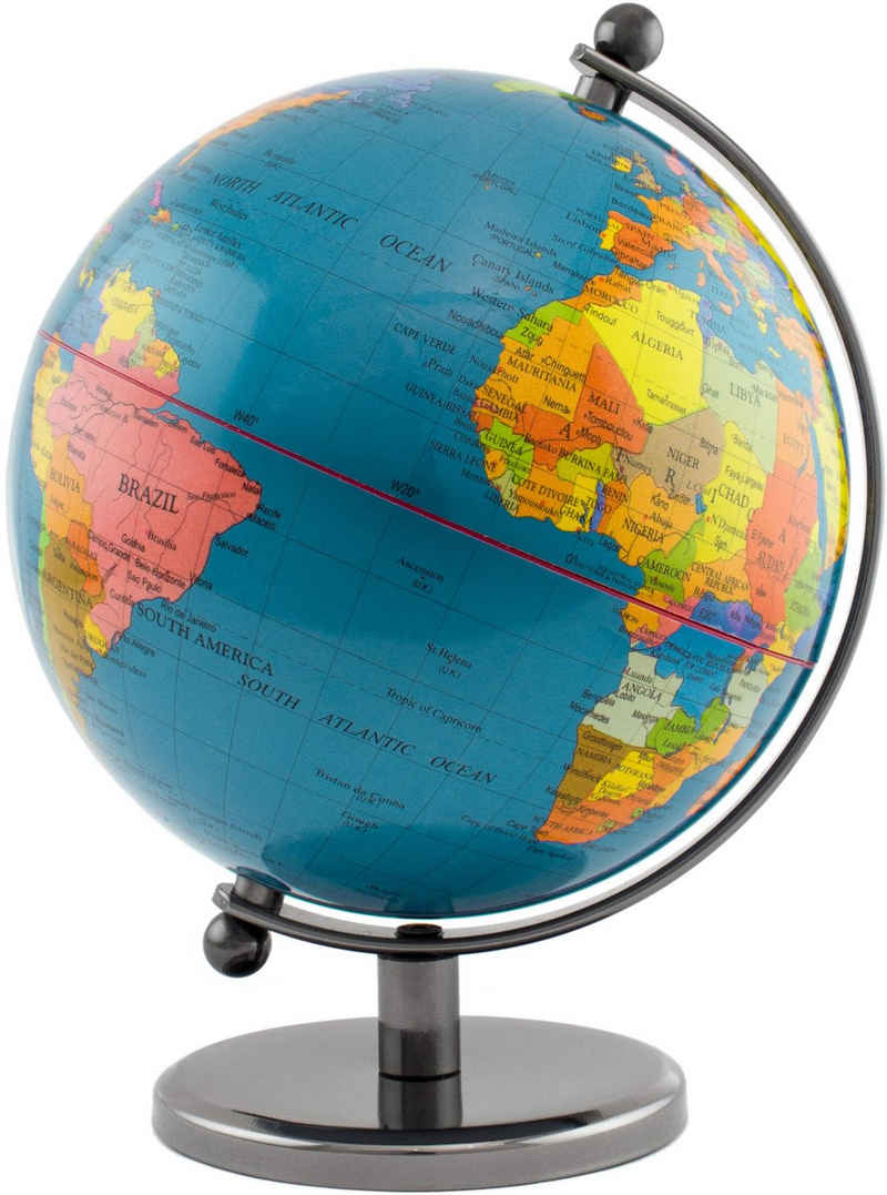 BRUBAKER Globus Designer Weltkugel, 19 cm groß, (1-tlg), stilvolle Erdkugel aus Acryl und Edelstahl, Landkarte Deko Kugel für Wohnzimmer, Arbeitszimmer, Büro