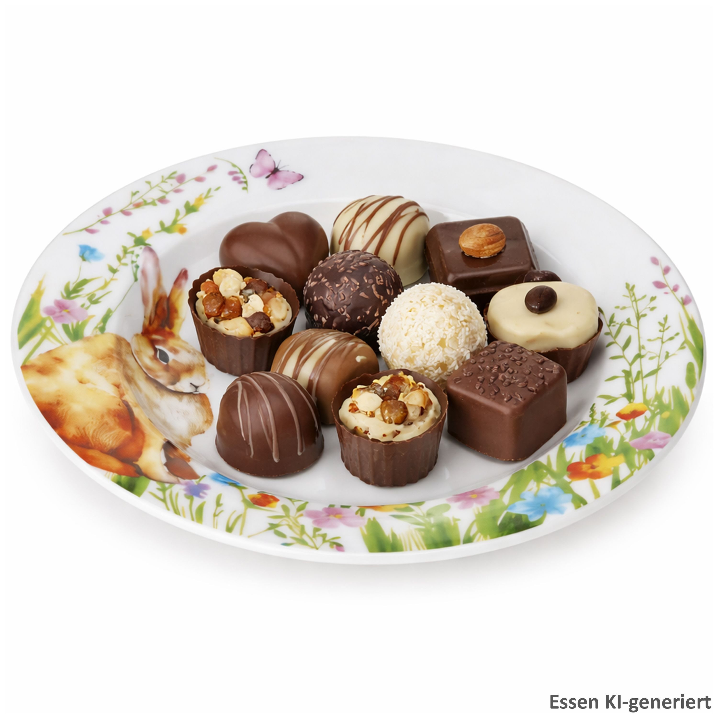 MamboCat Servierplatte MamboCat Osterfreude Keksteller Porzellan Servierplatte Hase Pralinen, Porzellan