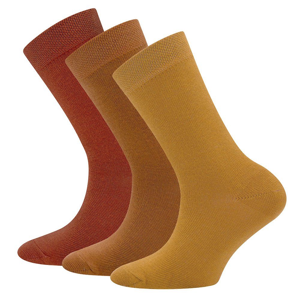 Ewers Socken Socken Uni (3-Paar) honig/toffee/kupfer
