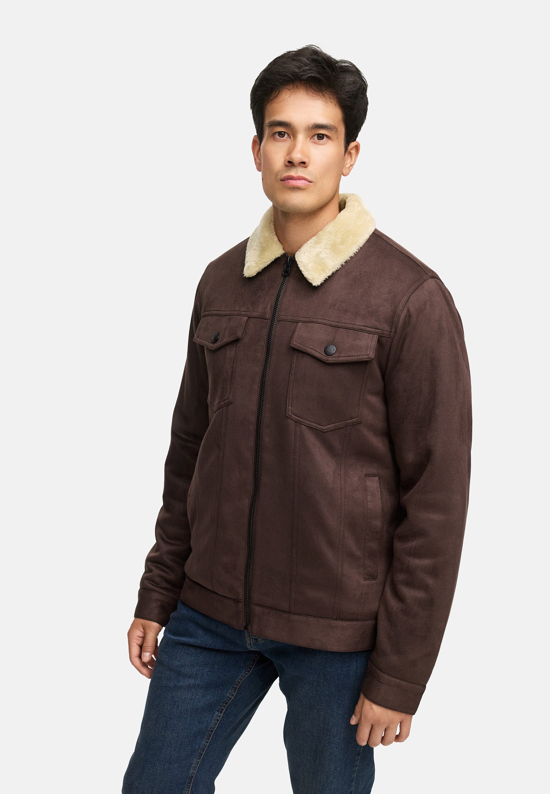INDICODE Lederjacke Herren INWoodleys Jacke Winter Herrenjacke Winterjacke mit warmem Teddyfell – Bild 4 von 5