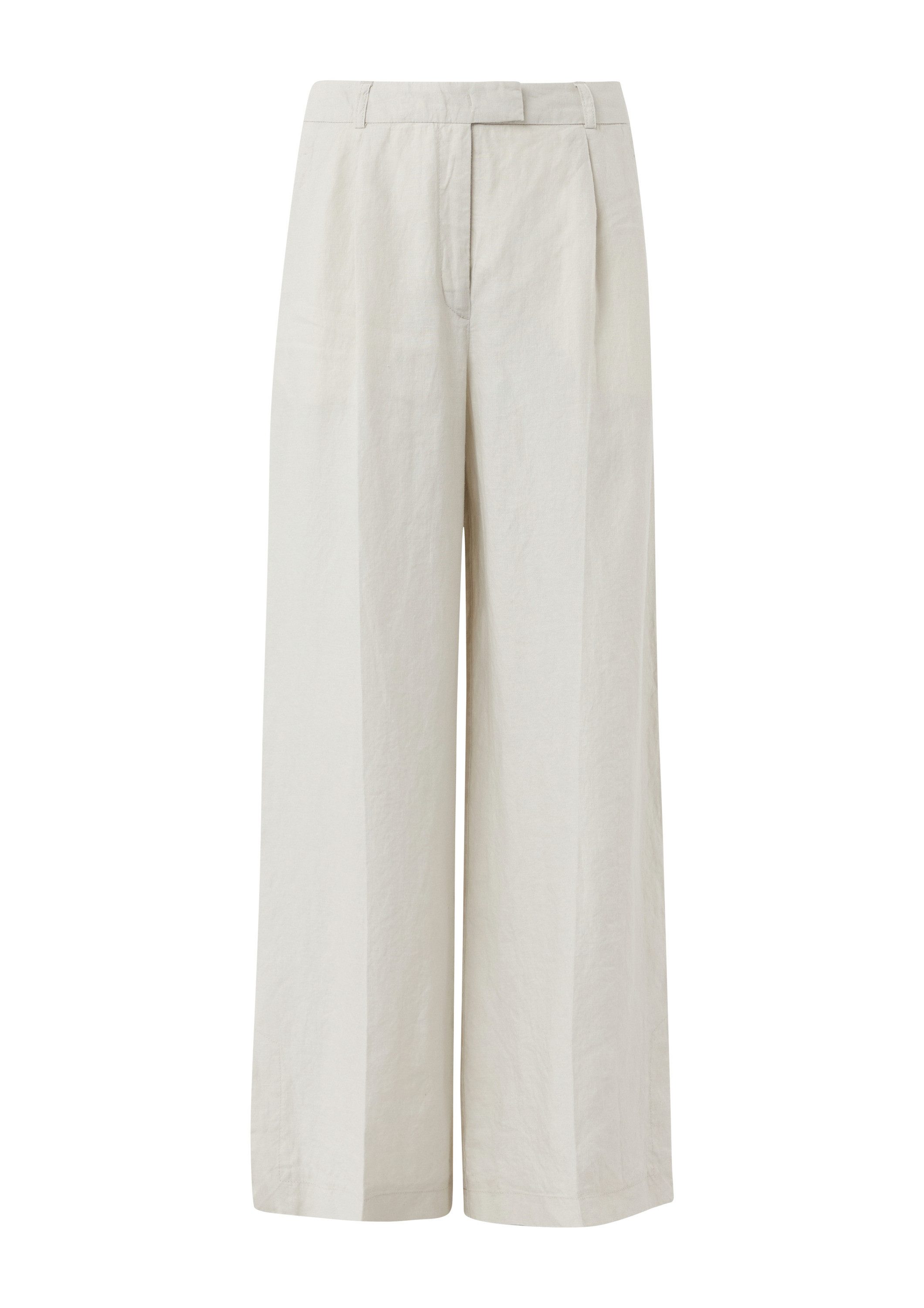 comma Chinos Hose Marlenehose aus Leinen mit Saum-Schlitzen