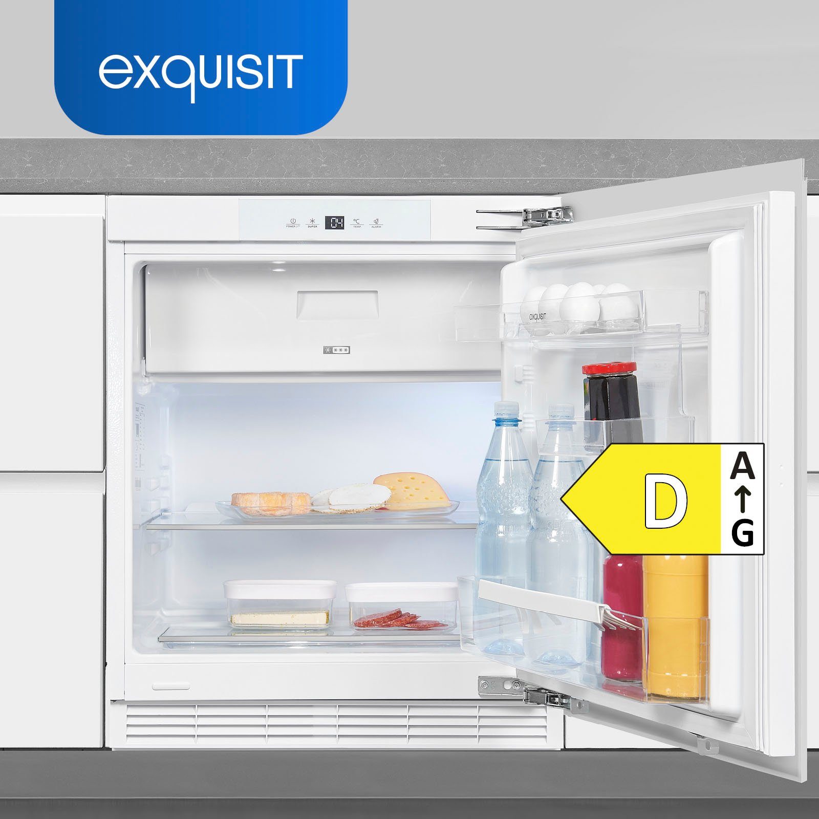 exquisit Einbaukühlschrank UKS130-4-FE-010D, 81,8 cm hoch, 59,5 cm breit, Ideal zum Unterbauen in die Küchenzeile für kleine Küchen, Büroküchen – Bild 5 von 5