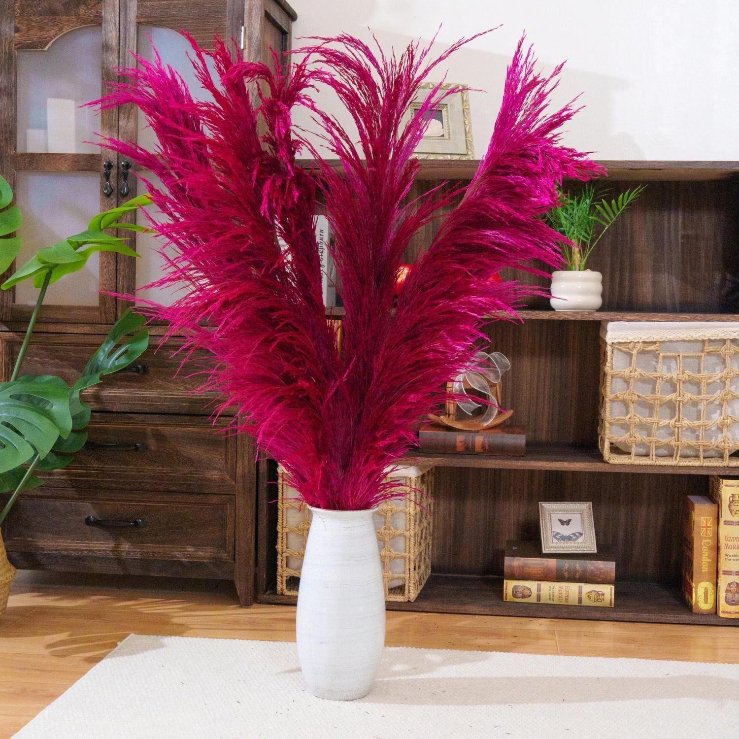 Trockenblume Pampasgras-Dekor 4-tlg. 110cm Lila-Rot, LuxusKollektion, Höhe 30 cm