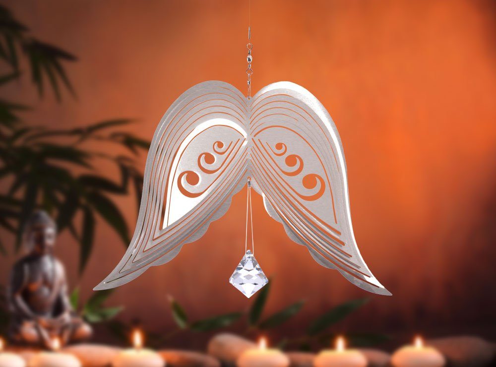 ILLUMINO Windspiel Edelstahl Windspiel Engelsflügel AngeloAria mit
