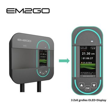 EM2GO AC Wallbox 11kW 6.5m Typ 2 Elektroauto-Ladegerät (Solarkompatibel, Batteriespeichertauglich, einfache Bedienung)