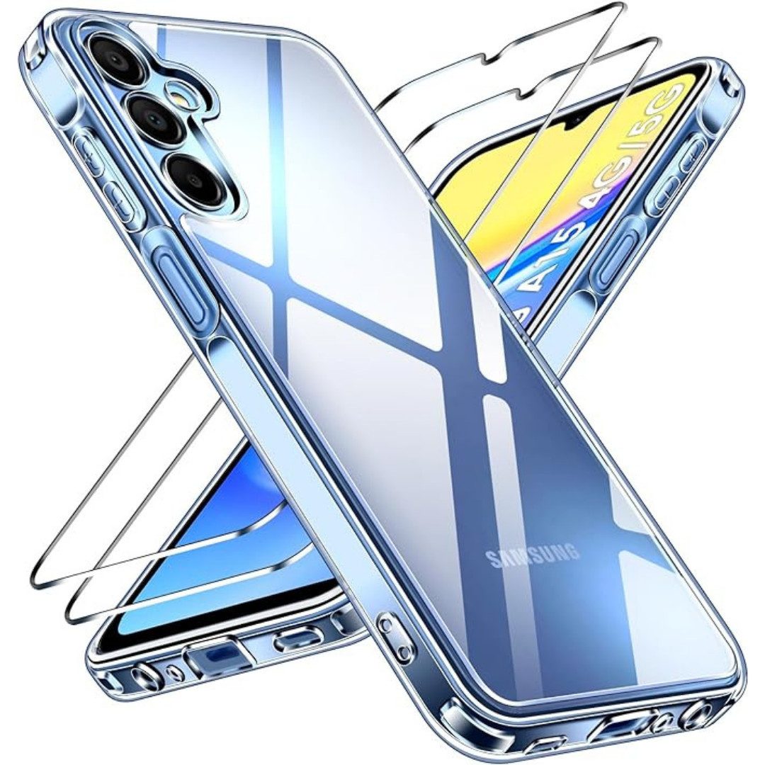Smartphone-Hülle + 2X Schutzglas für Samsung Galaxy A15 4G / 5G Panzerfolie Display 9H
