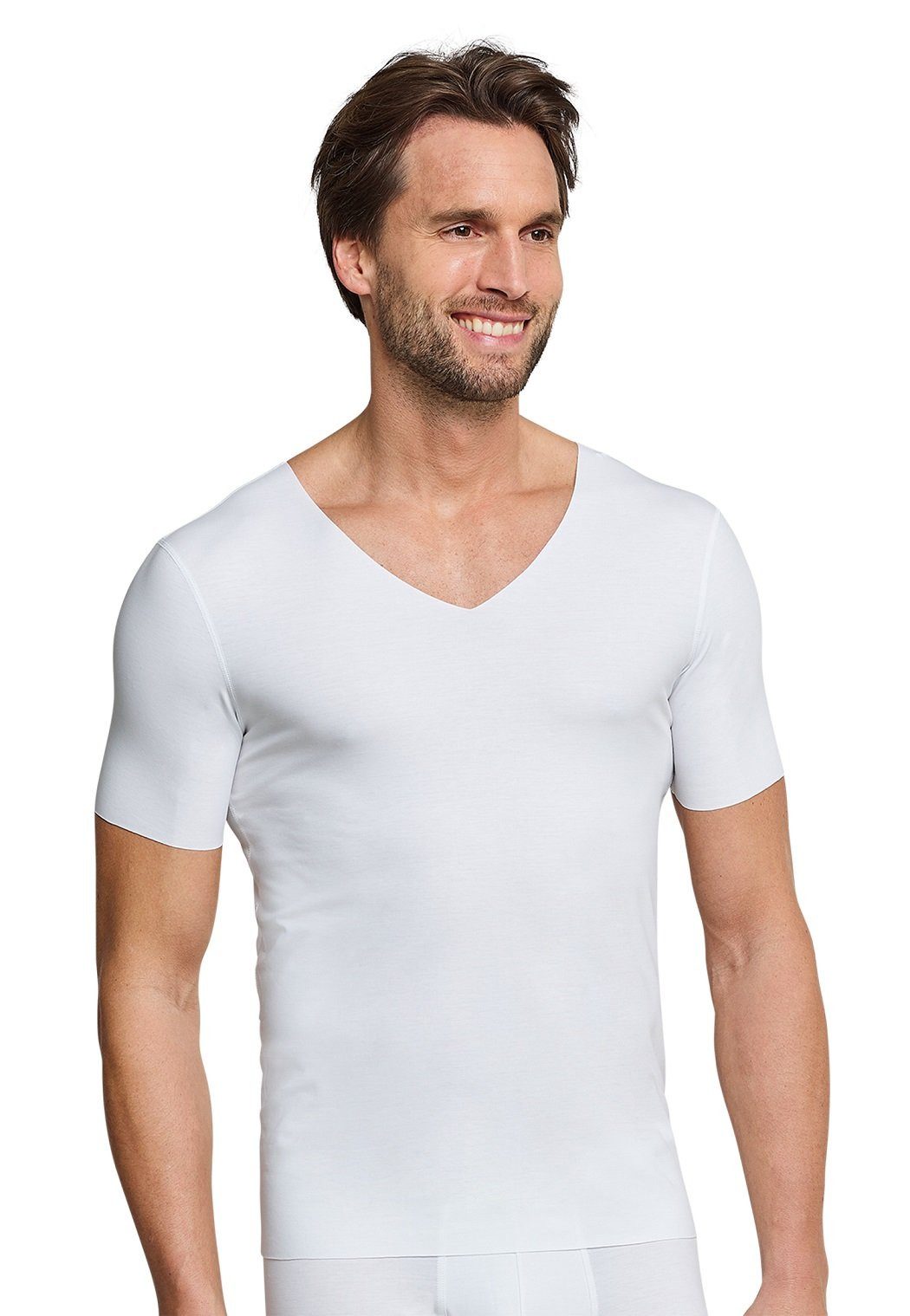 Schiesser T-Shirt Seamless V-Ausschnitt Laser Cut Kurzarm (Interlock, nahtlos)