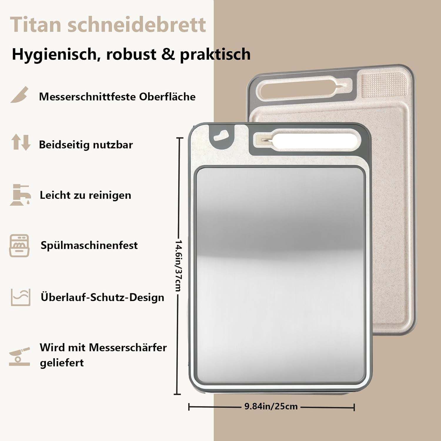 Diwzbyn Schneidebrett Titan-Schneidebrett, doppelseitig, Schneidebretter für die Küche – Bild 2 von 5