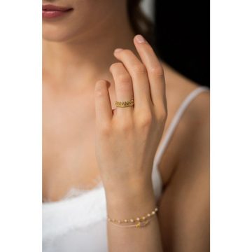 iz-el Fingerring Ring Gold Krone - goldener Damenring, 925 Sterling Silber