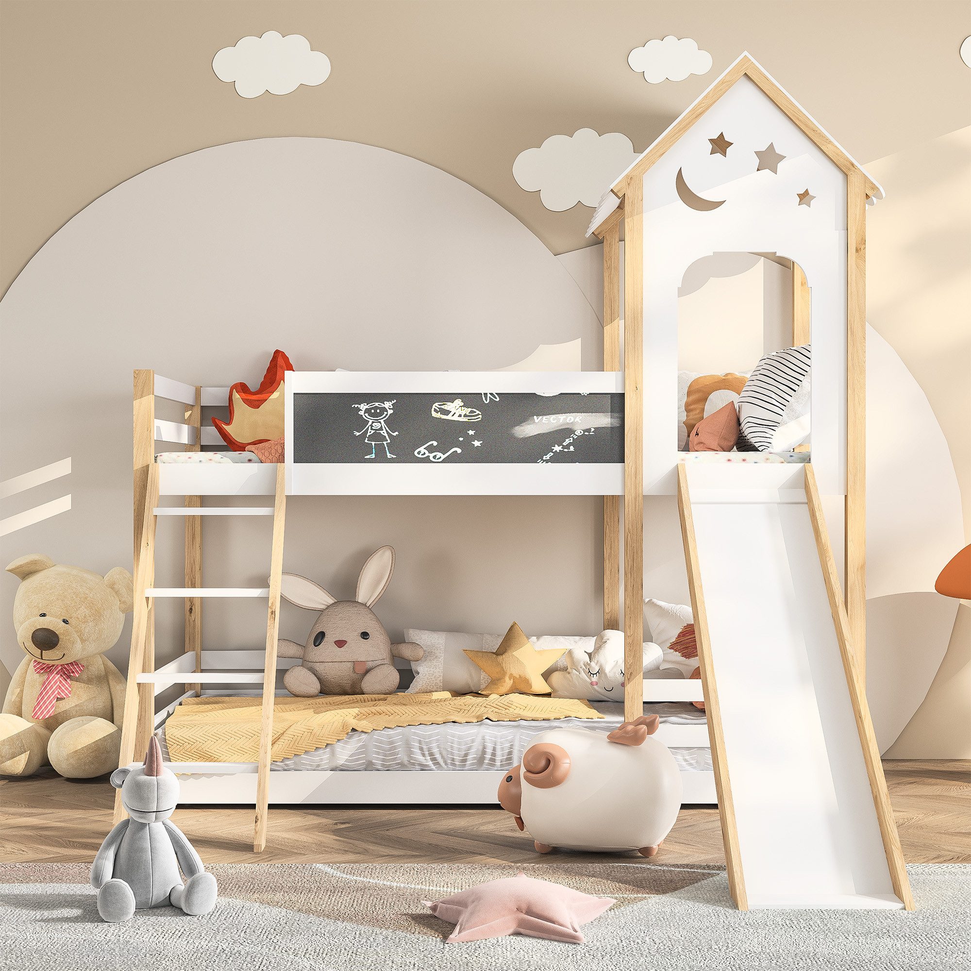 Furnishings Home Etagenbett Kinderbett Hochbett Stauraumbett (Rausfallschut günstig online kaufen