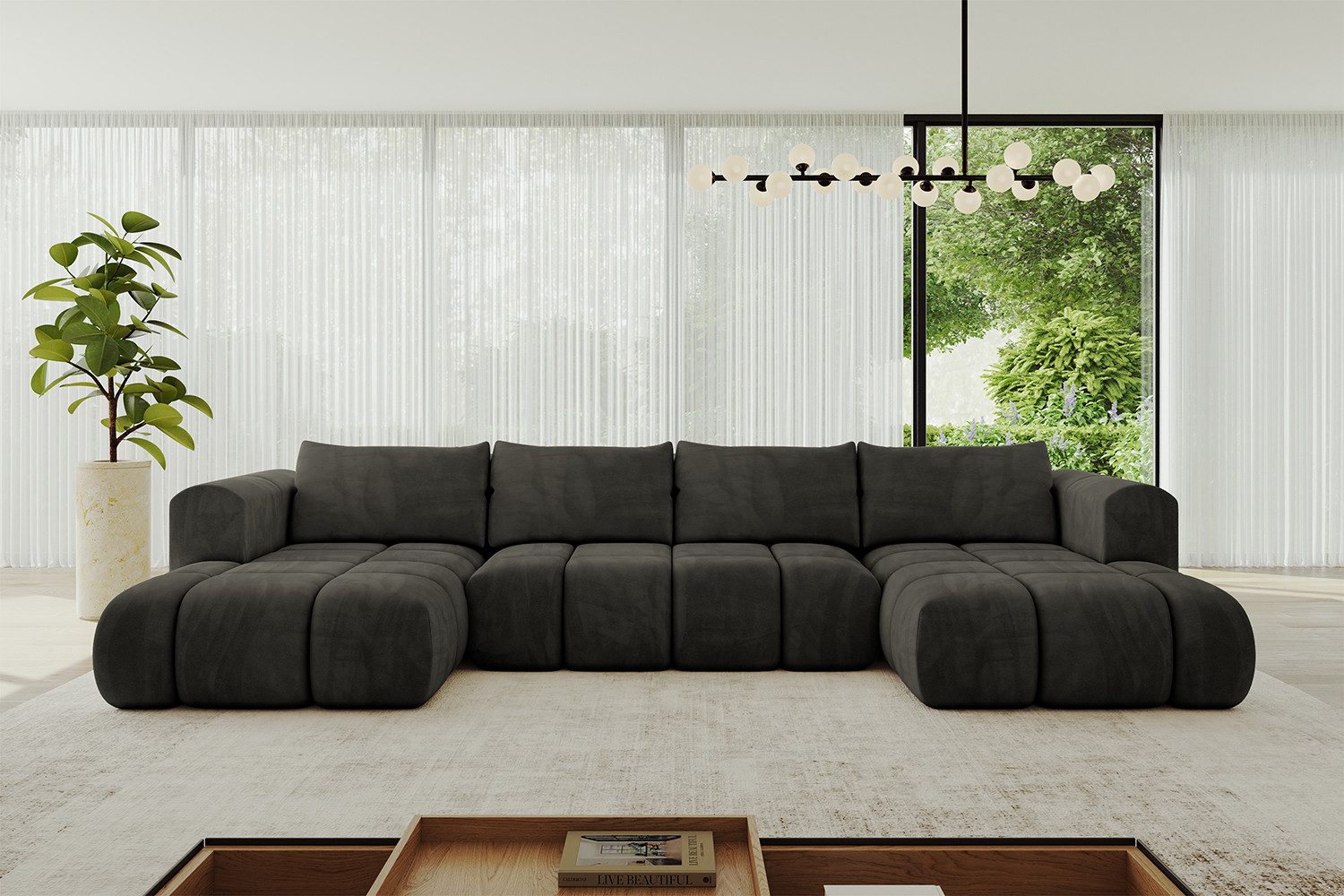 ALTDECOR Wohnlandschaft CLOUD-U, Couch mit Schlaffunktion, Wohnzimmer - Ecksofa, Corner Sofa Bett Eckcouch Couch U-Form Schlafcouch Ausziehbar