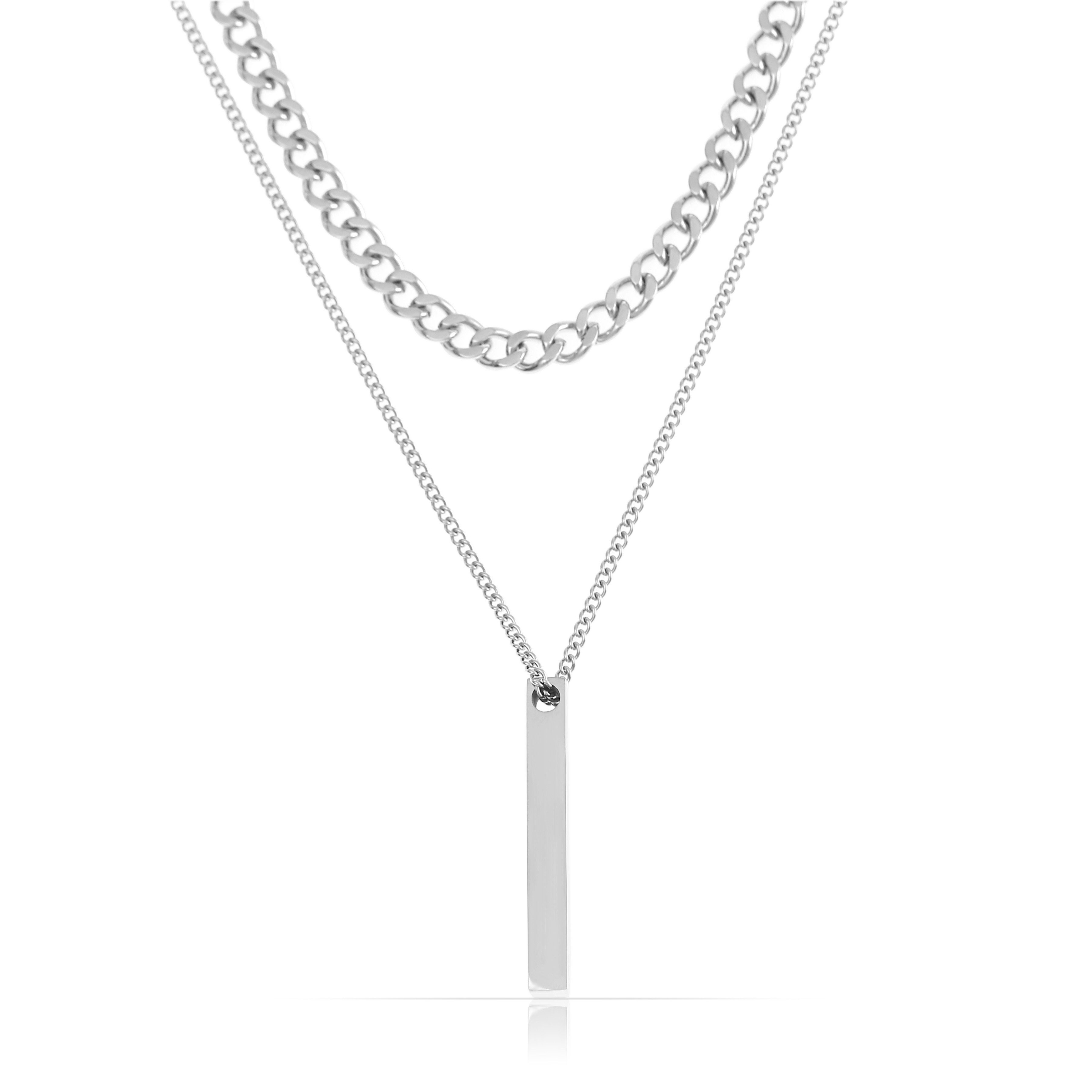 Made by Nami Edelstahlketten-Set Doppellagige Herren Halskette Silber mit S günstig online kaufen