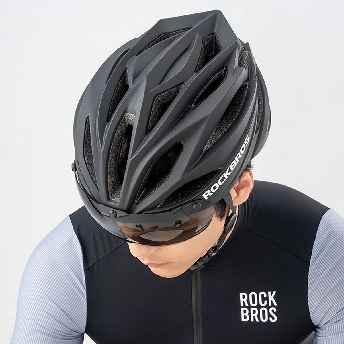 ROCKBROS Fahrradhelm Rockbros Fahrradhelm mit Visier, abnehmbarer UV-Schutzbrille, Unisex