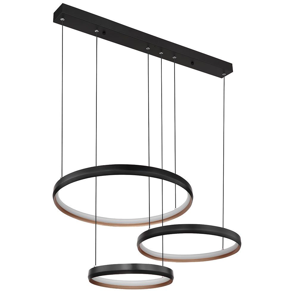 GLOBO LIGHTING LED-Hängeleuchte, LED-Leuchtmittel fest verbaut, Warmweiß, Neutralweiß, Tageslichtweiß, Hängelampe Esszimmerleuchte Fernbedienung LED Ringe dimmbar schwarz