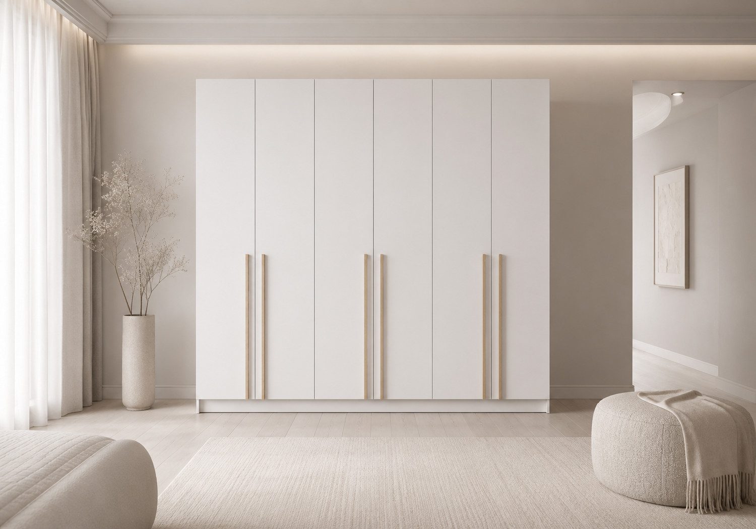 MOEBLO Drehtürenschrank Glamy 6D Wood (Moderner 6-türiger Kleiderschrank mit viel Stauraum, vier Kleiderstangen, Einlegeböden – Ideal für Schlafzimmer, Ankleidezimmer, Schrank Garderobe Drehtürenschrank - holz griffe) (BxHxT): 230 x 210 x 57 cm