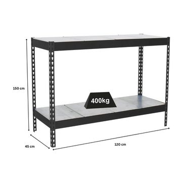 PROREGAL® Schwerlastregal Schwerlastregal MINI METAL YETI TWO, 150x120x45cm, Anthrazit