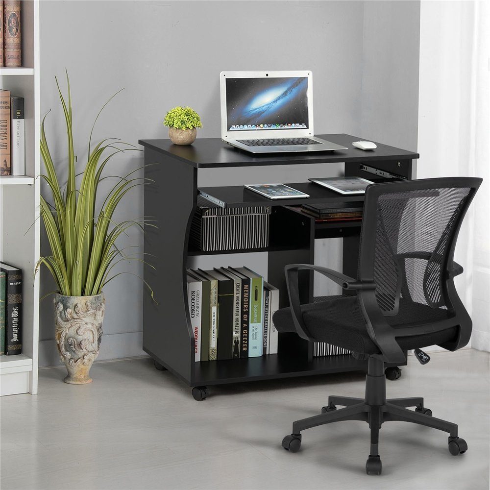 Yaheetech Bürostuhl, Schwarz mit Schreibtischstuhl Wippfunktion