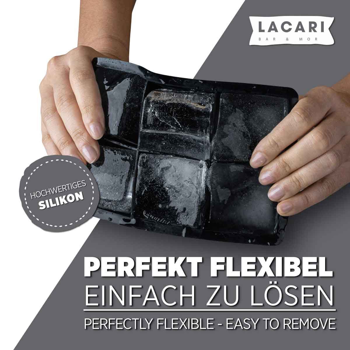 LACARI Eiswürfelform Silikon groß Ice Cube XXL 6 x Rund & 6 x Eckig, (2-tlg)