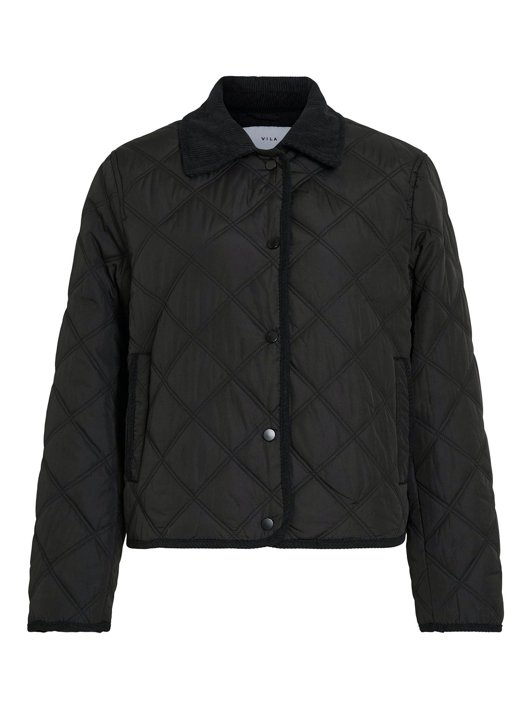 Vila Blouson Stepp-Design mit Druckknöpfen - Modisches Must-have (1-St) VIQUILA L/S CORDUROY QUILT SHORT JACKET