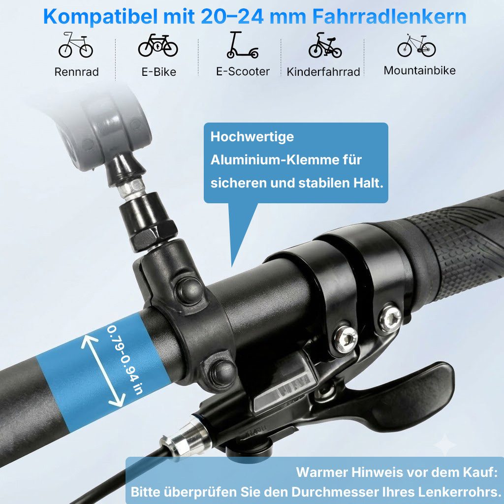 Forrlite Fahrradspiegel für E-Bike, 360° Klappbar & Drehbar Fahrrad Rückspiegel (2-St) (Fahrrad Spiegel Links für Ebikes mit Große Spiegelfläche, Spiegel für Fahrrad Schlagfestes Echtglas, Fahrradzubehör E-bike), Lenkerendspiegel für Fahrrad E Bike Trekkingrad Citybike Tour