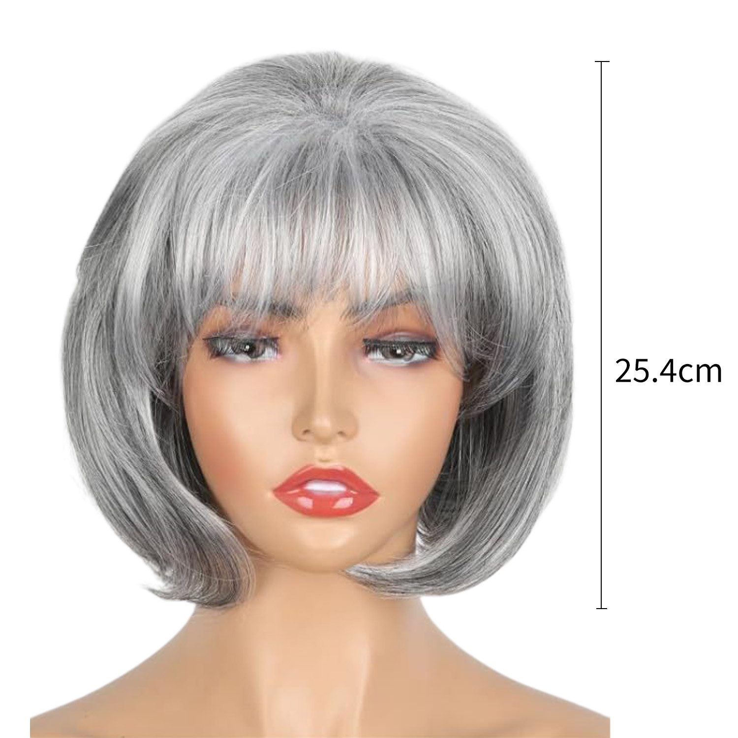 Refttenw Kunsthaarperücke Kurze Bob Perücke mit Pony Synthetisches Haar Für Frauen