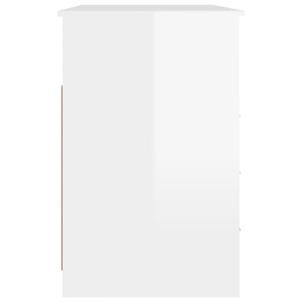 102x50x76 cm Schubladen mit Schreibtisch Hochglanz-Weiß furnicato