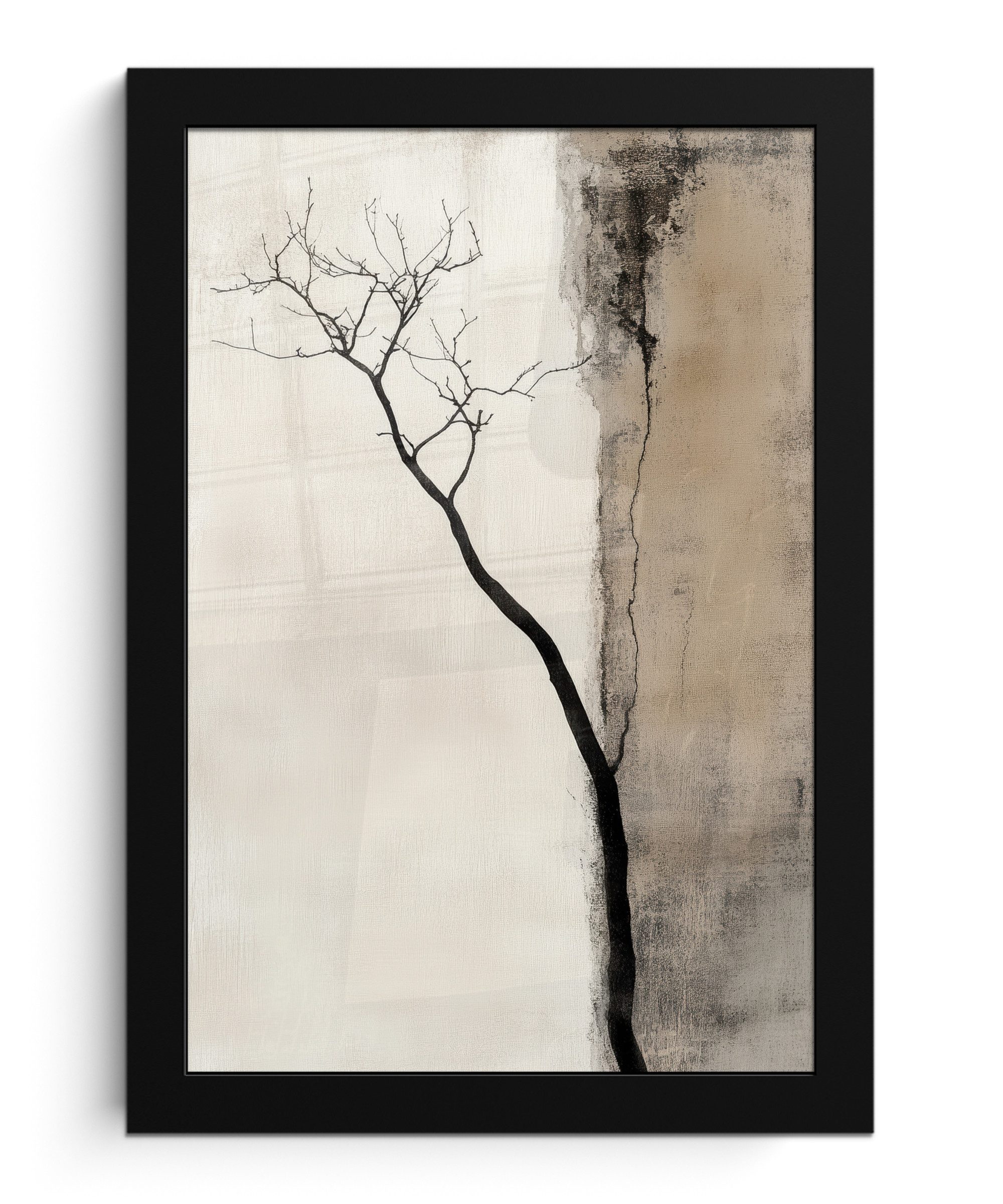 MuchoWow Poster Wabi sabi - Pflanze - Beige, (1 St), Bilderrahmen, Zimmer Deko, Bild für Wohnzimmer, 20x30 cm