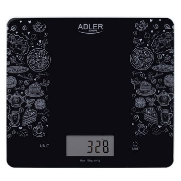 Adler Küchenwaage AD 3171, Digital, bis 10kg, LCD Display, Tara Funktion, Batterie, schwarz