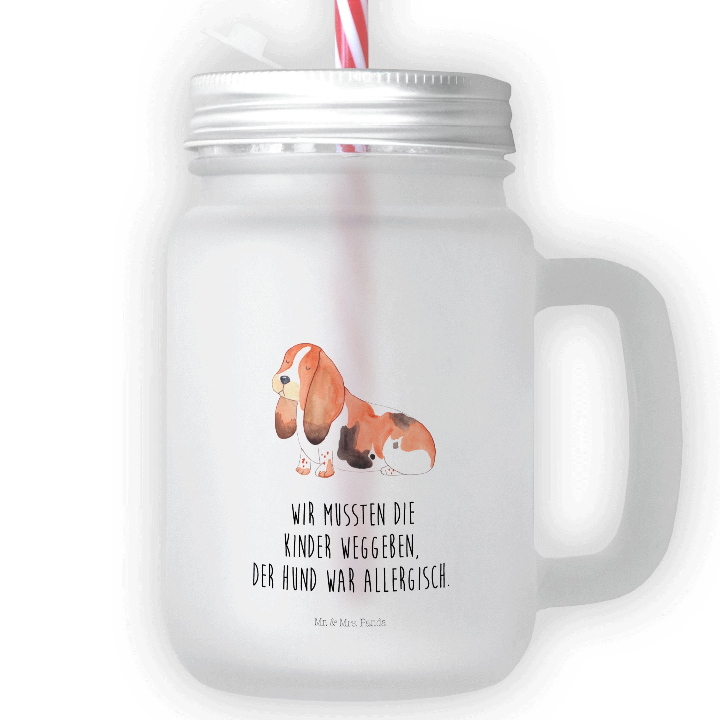 Mr. & Mrs. Panda Glas Hund Basset Hound - Transparent - Geschenk, Hundeliebe, Retro-Glas, M, Premium Glas