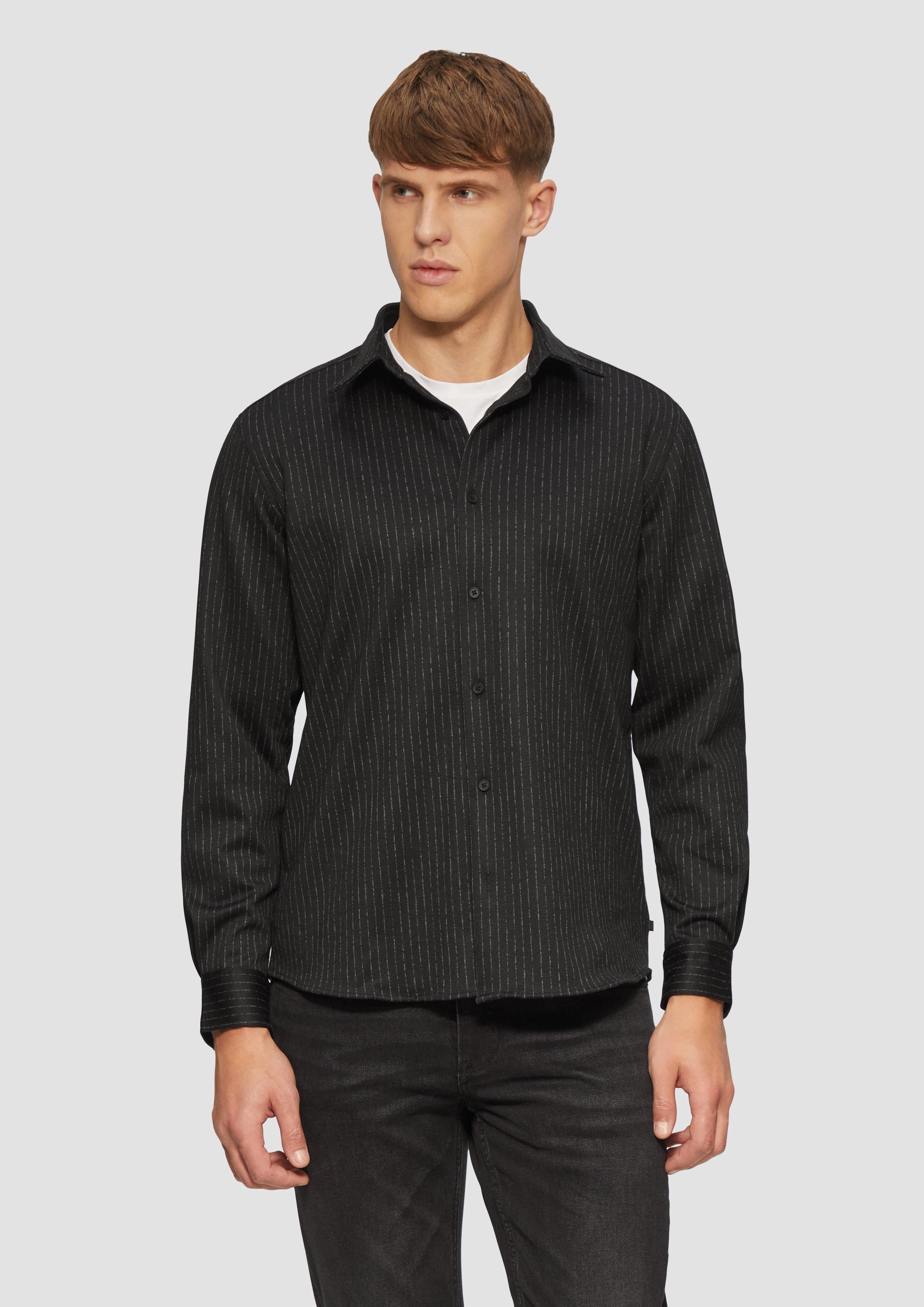Langarmhemd Regular Fit: Nadelstreifenhemd mit elegantem Glanz