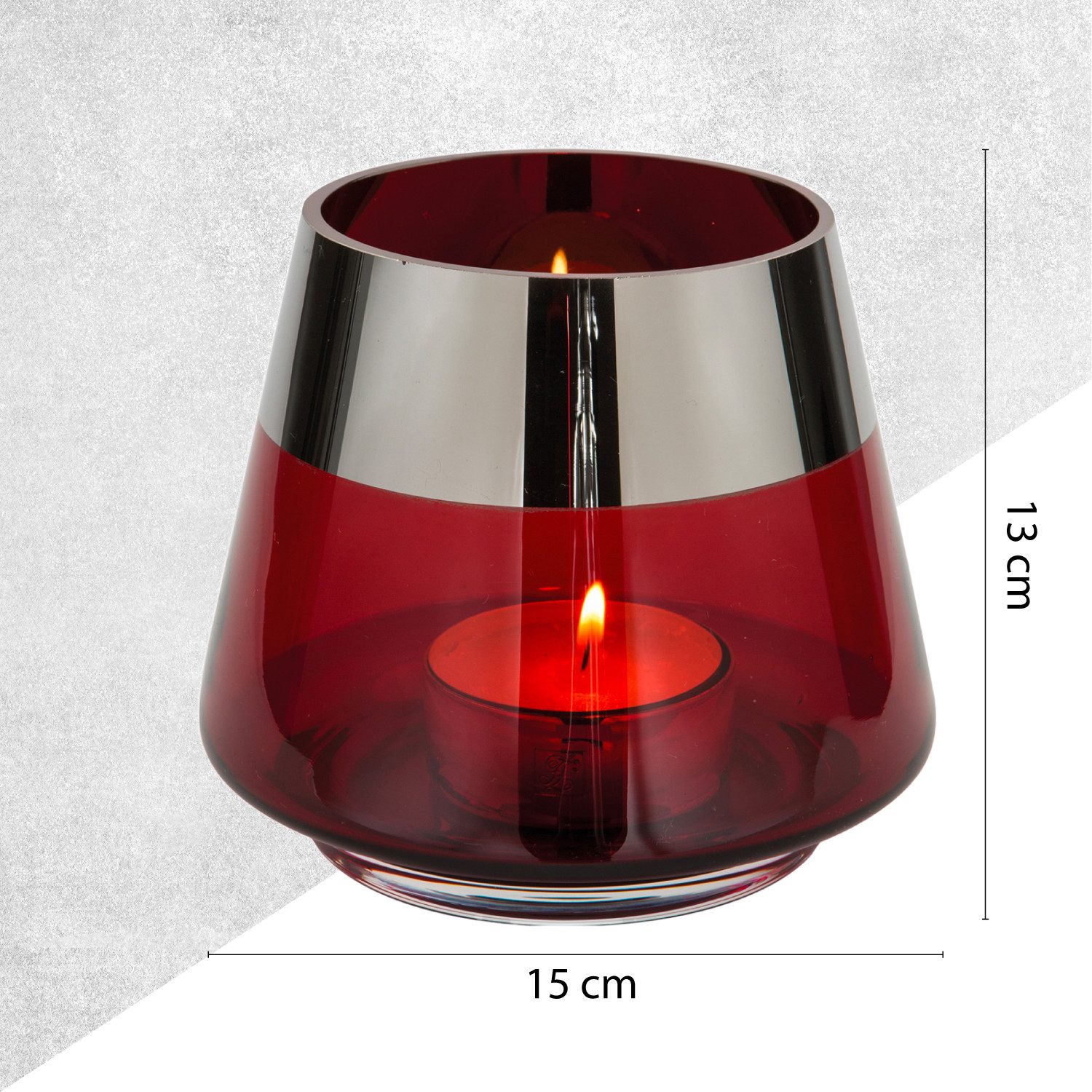 Fink Teelichthalter JONA Teelichthalter - H.13cm x D.15cm - rot /silberfarb günstig online kaufen
