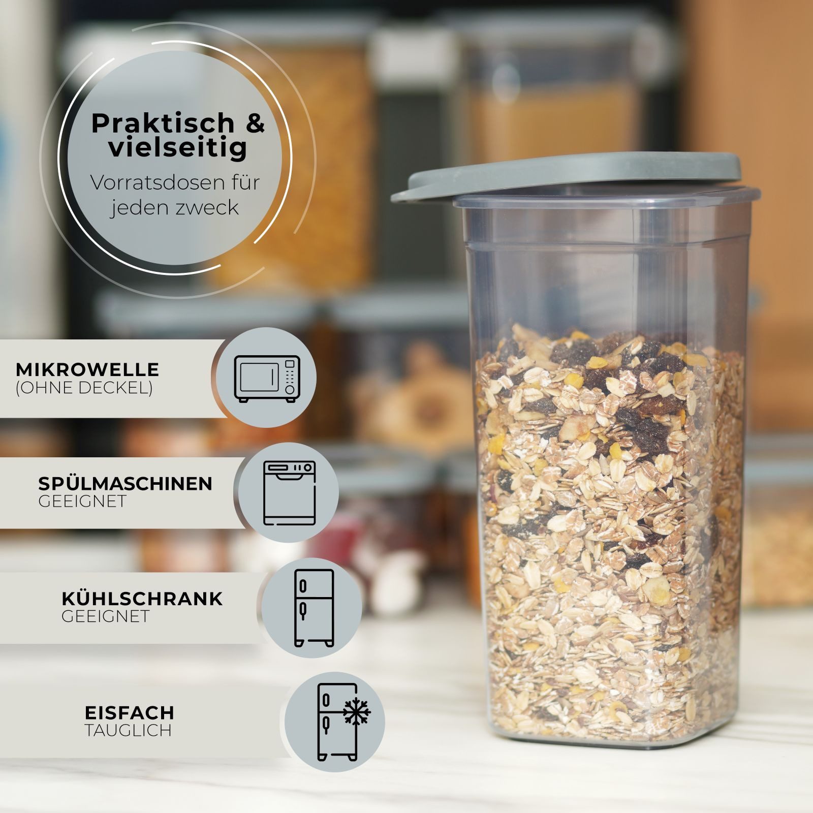 astor24 Frischhaltedose PREMIUM Vorratsdosen Set mit Deckel Frischhaltedosen Aufbewahrungsbox, Kunststoff, (10er Set, 10-tlg., 10er Set Vorratsdosen mit Deckel), 5 verschiedene Größen - BPA-frei - für alle Lebensmittel