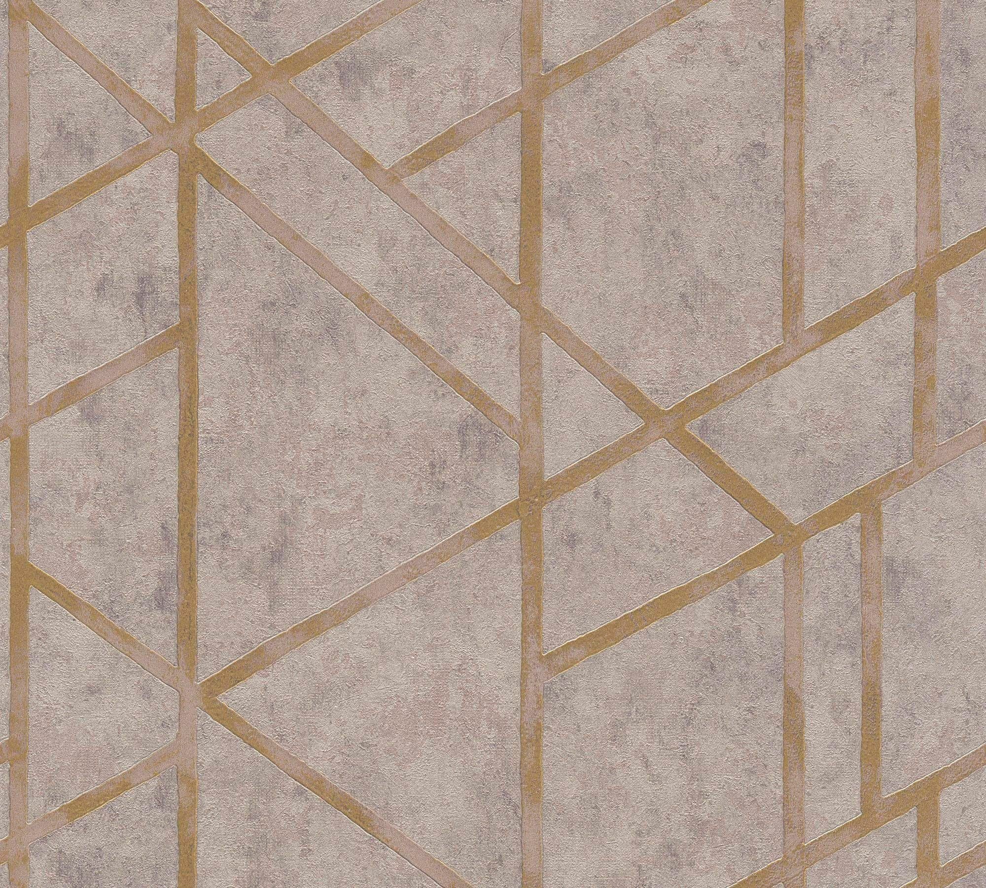 Vliestapete Francesca Metropolitan Stories grau/gold Milano Metallic geometrisch, living Tapete grafisch, grafisch, Geometrisch Grafik walls